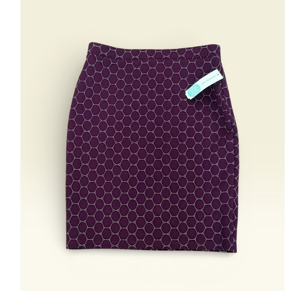 Leota StitchFix Tabitha Skirt Purple Stretch Petite Small NEW Pattern Career